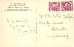 VINTAGE POSTCARD Tours the Cathedral Gatien Saint