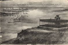 CPA Saint Malo Le Tombeau de Chateaubriand un jour de tempete Botrel