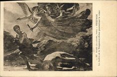 VINTAGE POSTCARD Museum of Louvre Paris Prud' hon justice and divine revenge continuing the crime