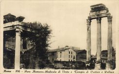 POSTAL Roma Foro Romano Vedicula di Vesta E Tempio di Castore E Polluce de la VENDIMIA