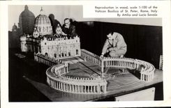 CPM Reproduction in wood Scale of the Vatican Basilica of Saint Peter Rome Italy