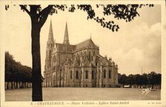 VINTAGE POSTCARD Chateauroux Places Voltaire Eglise Saint Andre