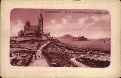 CPA Marseille Notre Dame de la Garde et la Chateau d'If
