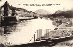 VINTAGE POSTCARD Besancon Les Bains View of the Quays Bridge Beating and Strong of Rosemont