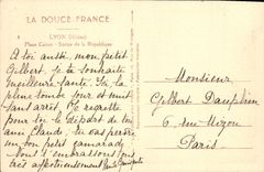 VINTAGE POSTCARD Lyon Places Carnot Statue of the Republic