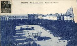VINTAGE POSTCARD Beziers Places Jean Jaures Vue as the crow flies