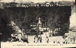 CPA Marseille Carrefour des allees de Meilhan et des Capucines Tramway