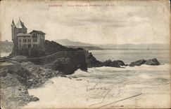 VINTAGE POSTCARD Biarritz Belza Villa and the Pyrenees