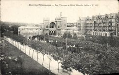 VINTAGE POSTCARD Picturesque Biarritz Saline Thermal baths and Biarritz Hotel