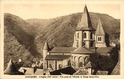CPA Conques L'Eglise Vue Prise de L'Abside et gorge Sainte Foy