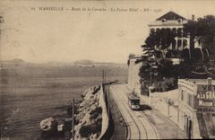 CPA Marseille Route de la Corniche Le Palace Hotel Tramway