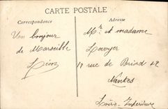 Panorama de Marsella de la POSTAL de la VENDIMIA de los barcos del puerto viejo