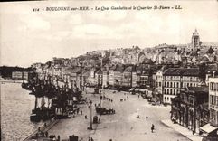 VINTAGE POSTCARD Boulogne On Sea the Gambetta Quay and the district St Pierre Boats