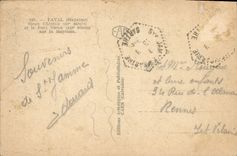 Castillo viejo de Laval de la POSTAL de la VENDIMIA y el puente