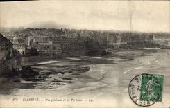 VINTAGE POSTCARD Biarritz View and the Pyrenees