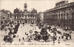 VINTAGE POSTCARD Lyon Places Of Terraux the town hall and the palate of Arts