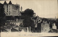 VINTAGE POSTCARD Pau the Castle seen of the National park