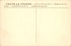 VINTAGE POSTCARD St Jean de Luz the house of Louis XIV