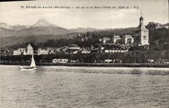 VINTAGE POSTCARD Evian les Bains the Lake and Deut d' Oche