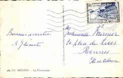 VINTAGE POSTCARD Menton the Walk