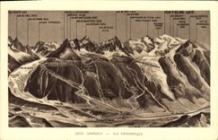 VINTAGE POSTCARD Chamonix Panoramic View