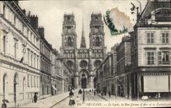 CPA Orleans Le Lycee La Rue Jeanne D'Arc Et La Cathedrale