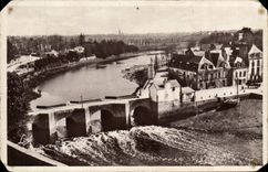 VINTAGE POSTCARD Auray the bridge St Goustan and the river