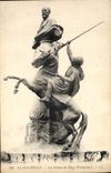 VINTAGE POSTCARD La Rochelle the Statue of Eugene Fromentin Riding Horse