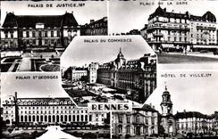 CPM Rennes Palais de justice Place de la Gare Palais St Georges Hotel de ville Palais du commerce