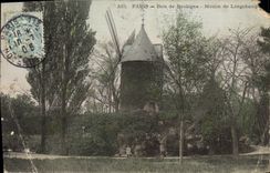 VINTAGE POSTCARD Paris Bois de Boulogne Mill of Longchamp