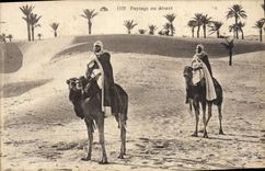 Paisaje de la POSTAL de la VENDIMIA con los camellos del desierto