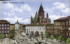 VINTAGE POSTCARD Mainz Gutenbergplatz U Dom