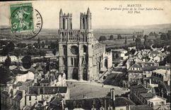 VINTAGE POSTCARD Mantes View taken of the Tower Maclou Saint
