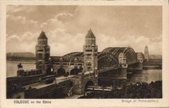 VINTAGE POSTCARD Cologne one the Rhine Bridge off Hohenzollern