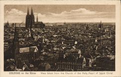 VINTAGE POSTCARD Cologne one the Rhine View taken from the Church off the Holy Heart off Jesus Christ