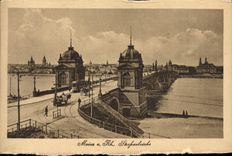 VINTAGE POSTCARD Mainz has Rh Strassenbrucke