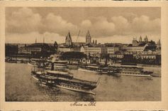 VINTAGE POSTCARD Mainz has Rh Boat