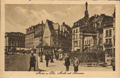 VINTAGE POSTCARD Mainz has Rh Markt puts Brunnen