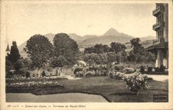 VINTAGE POSTCARD Evian Les Bains Terrace of the Royal Hotel