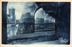 VINTAGE POSTCARD Sables d'Olonne Details of the Tower of Arundel Under the Piers of the Port