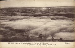 VINTAGE POSTCARD Soleit Raising on the Sea of Clouds Seen from of the Terrace of the observatory of Puy de Dome
