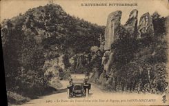 VINTAGE POSTCARD Picturesque Auvergne the Rock Of the Three Brothers and the Tower of Holy Tognon Automobile Nectary
