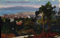 VINTAGE POSTCARD Cannes Panorama Seen of Super Cannes