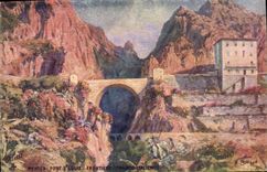 VINTAGE POSTCARD Menton Bridge St Louis free Italian Border