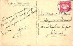 VINTAGE POSTCARD Holy Malo the general tower and the public garden