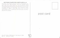 MODERN CARD Nottoway Plantation White Castle
