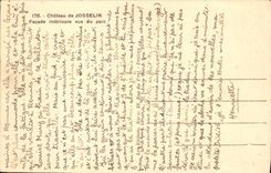 VINTAGE POSTCARD Josselin Castle interior Frontage sight of the park