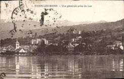 VINTAGE POSTCARD Evian les Bains View taken Lake