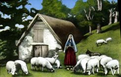 POSTAL MODERNA Sainte Bernadette que guarda sus ovejas tiene Moutons de Bartres