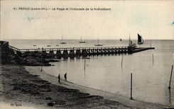 VINTAGE POSTCARD Pornic the Beach and the Pier of Noeveillard Boat